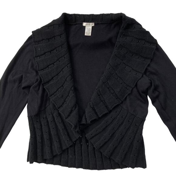 Cache Vintage Y2K Wool Blend Ribbed Cardigan Black Size Large - Picture 2 of 9